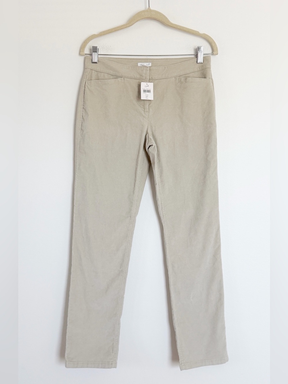 J Jill Straight Leg Corduroy Pants Flat Front Pockets Ecru Size 2P NWT